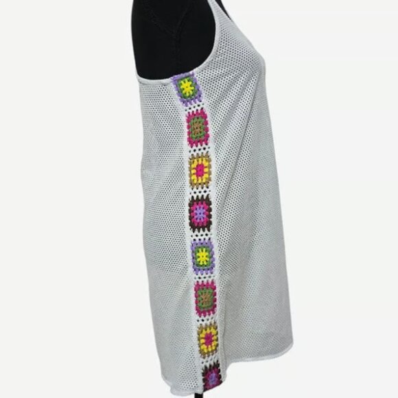 No Boundaries Crochet Mesh Cover-Up Dress White Juniors Medium Boho Festival - Picture 6 of 10